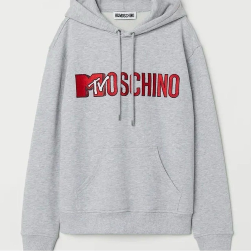 Like New! Moschino Light Gray Hoodie with Red Accents